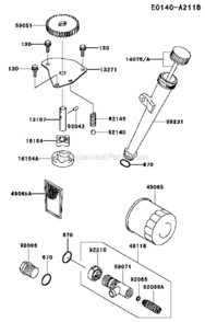 Lubrication-Equipment Diagram and Parts List for FH500V-BS38  Kawasaki Engine