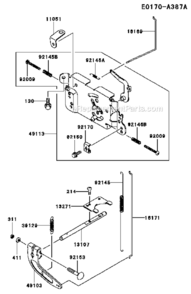 Control-Equipment Diagram and Parts List for FH500V CS38 Kawasaki Engine