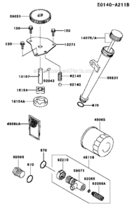 Lubrication-Equipment Diagram and Parts List for FH500V CS38 Kawasaki Engine