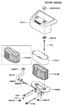 Page A Diagram and Parts List for FH721V-DS12  Kawasaki Engine