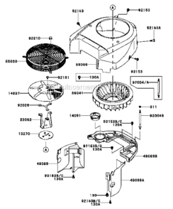 CylinderCrankcase Diagram and Parts List for FH721V-ES24  Kawasaki Engine