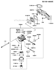 Carburetor Diagram and Parts List for FR730V-BS15  Kawasaki Engine
