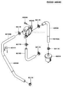 Fuel-TankFuel-Valve Diagram and Parts List for FR730V-BS15  Kawasaki Engine