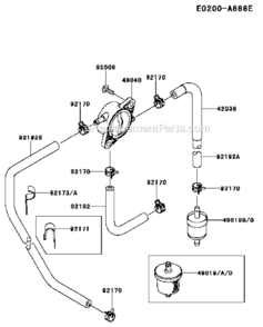 Part Location Diagram of 92173-1000 Kawasaki Clamp