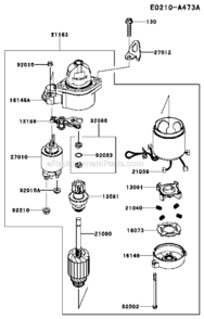 Starter Diagram and Parts List for FX730V-BS05-R  Kawasaki Engine