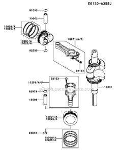 Part Location Diagram of 13001-7032 Kawasaki Piston-Engine