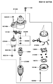 Starter Diagram and Parts List for FXT00V-S01  Kawasaki Engine