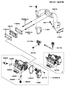 Part Location Diagram of 11061-7100 Kawasaki Gasket