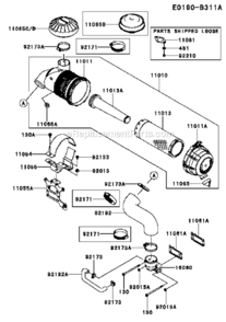 Page B Diagram and Parts List for FXT00V-S01  Kawasaki Engine