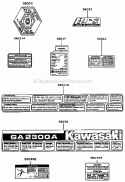 Label Diagram and Parts List for GA2300A-S00  Kawasaki Generator