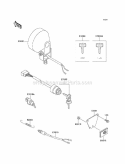 Headlights/Ignition Switch Diagram and Parts List for KAF300-B1  Kawasaki 