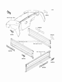 Decals Diagram and Parts List for KAF400-A1 2005 Kawasaki 