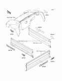 Decals Diagram and Parts List for KAF400-A9F 2009 Kawasaki 