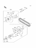 Driven Converter/Drive Belt Diagram and Parts List for KAF400-B1 2005 Kawasaki 