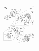Rear Hubs/Brakes Diagram and Parts List for KAF400-B1 2005 Kawasaki 