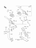 Brake Pedal/Throttle Lever Diagram and Parts List for KAF620-A5  Kawasaki 