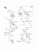 Brake Pedal/Throttle Lever Diagram and Parts List for KAF620-B5  Kawasaki 