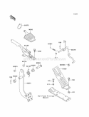 Brake Pedal/Throttle Lever Diagram and Parts List for KAF620-B6  Kawasaki 