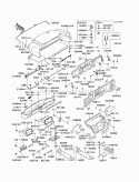 Frame Fittings Diagram and Parts List for KAF620-E5  Kawasaki 