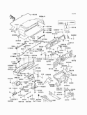 Frame Fittings Diagram and Parts List for KAF620-E7F 2007 Kawasaki 