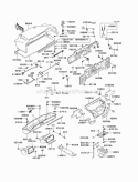 Frame Fittings Diagram and Parts List for KAF620-F1  Kawasaki 