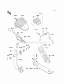 Brake Pedal/Throttle Lever Diagram and Parts List for KAF620-H3  Kawasaki 