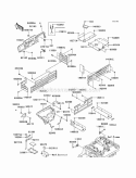 Frame Fittings Diagram and Parts List for KAF620-J7F 2007 Kawasaki 