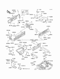Frame Fittings Diagram and Parts List for KAF620-K7F 2007 Kawasaki 