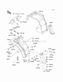 Front Fenders Diagram and Parts List for KAF620-B4  Kawasaki 