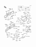 Frame Fittings Diagram and Parts List for KAF950-B7F 2007 Kawasaki 