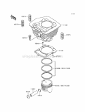 Cylinder/Piston, S Diagram and Parts List for KEF300-A5 1999 Kawasaki 