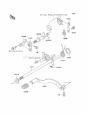 Gear Change Mechanism Diagram and Parts List for KEF300-A4 1998 Kawasaki 