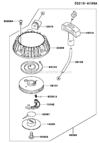Tool Diagram and Parts List for KHD600A  Kawasaki Hedge Trimmer