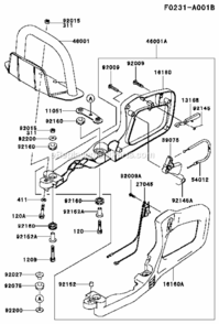 Handle Diagram and Parts List for KHD600A  Kawasaki Hedge Trimmer