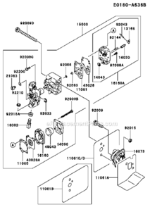 Carburetor Diagram and Parts List for KHT750S  Kawasaki Hedge Trimmer