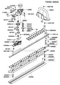 CaseCutter Diagram and Parts List for KHT750S  Kawasaki Hedge Trimmer