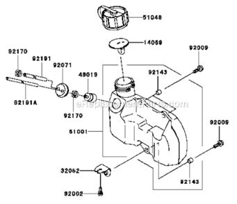 Fuel-TankFuel-Valve Diagram and Parts List for KHT750S  Kawasaki Hedge Trimmer