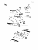 Labels Diagram and Parts List for KLF110-A2 1988 Kawasaki 
