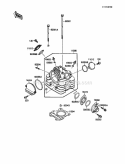 Cylinder Head Diagram and Parts List for KLF110-A2 1988 Kawasaki 