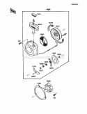 Recoil Starter Diagram and Parts List for KLF110-A2 1988 Kawasaki 
