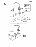 Fuel Tank Diagram and Parts List for KLF110-A2 1988 Kawasaki 