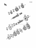 Transmission Diagram and Parts List for KLF110-A2 1988 Kawasaki 