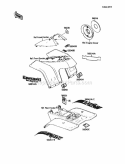 Labels Diagram and Parts List for KLF110-B2 1988 Kawasaki 