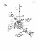 Cylinder Head Diagram and Parts List for KLF110-B2 1988 Kawasaki 