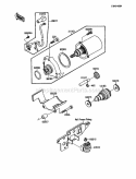 Starter Motor Diagram and Parts List for KLF110-B2 1988 Kawasaki 