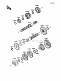 Transmission Diagram and Parts List for KLF110-B2 1988 Kawasaki 