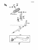Gear Change Mechanism Diagram and Parts List for KLF110-B2 1988 Kawasaki 