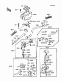 Handlebar Diagram and Parts List for KLF185-A2 1986 Kawasaki 
