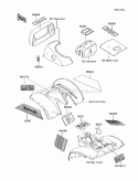 Labels Diagram and Parts List for KLF185-A2 1986 Kawasaki 
