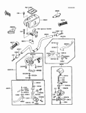 Handlebar Diagram and Parts List for KLF185-A4 1988 Kawasaki 